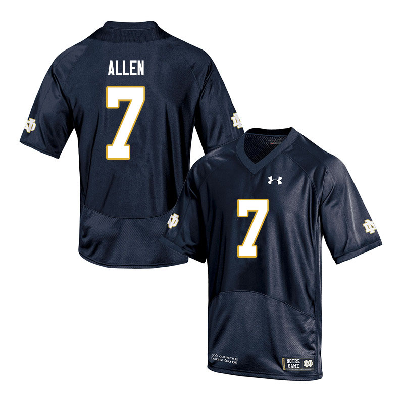 Men's NCAA Notre Dame Fighting Irish #7 Derrik Allen Stitched College Under Armour Authentic Navy Football Jersey LL10I45ZI